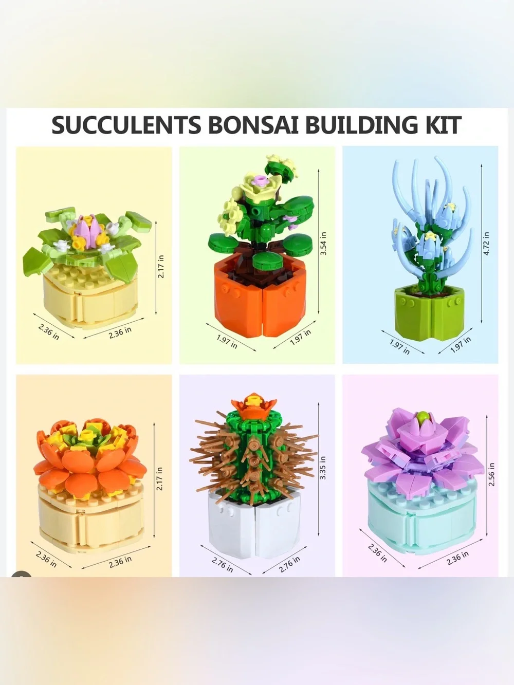 Building Block Set - Colorful Succulent Figurines